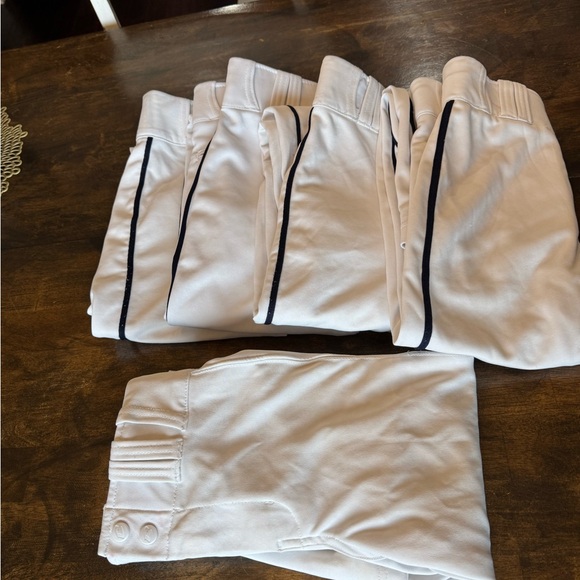 Kids' Classic White Baseball Pants with Black Trim - Picture 1 of 9